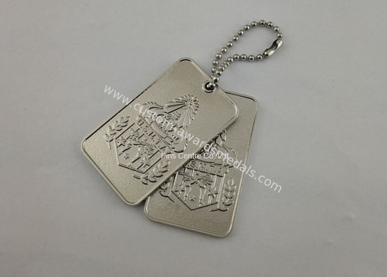 Durable Iron Karate Dog Tags , Custom Bag Hanger Silver With Ball Chain