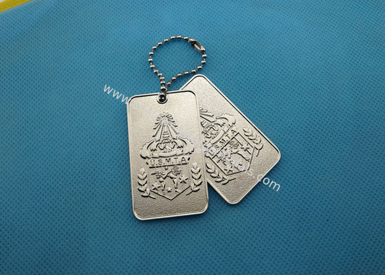 Durable Iron Karate Dog Tags , Custom Bag Hanger Silver With Ball Chain