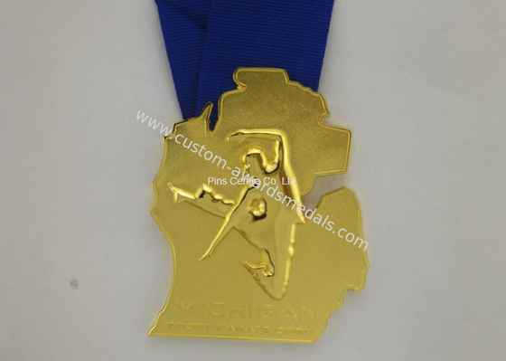 Personalized Enamel Medal Ribbons , Awards Karate Medals Die Casting