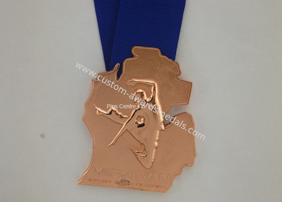 Personalized Enamel Medal Ribbons , Awards Karate Medals Die Casting