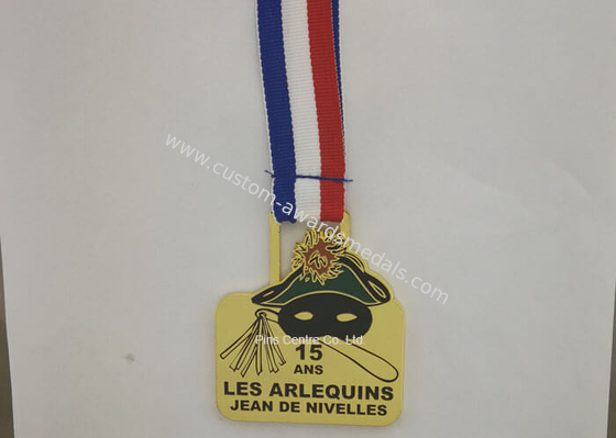 Personalized Enamel Medal Ribbons , Awards Karate Medals Die Casting