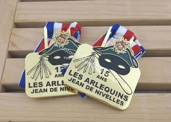 Personalized Enamel Medal Ribbons , Awards Karate Medals Die Casting