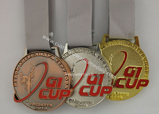 Custom Event Die Cast Medals , Antique Gymnastics Ribbon Medals