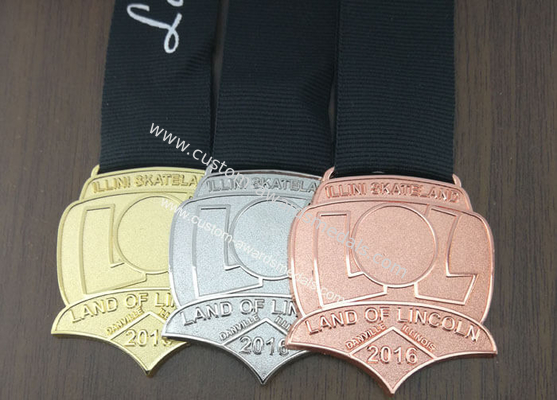 Custom Event Die Cast Medals , Antique Gymnastics Ribbon Medals