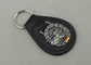 Zinc Alloy Die Casting Personalized Leather key Chains With Antique Silver Plating Emblem