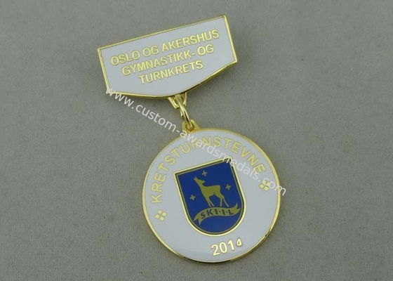 Die Stamped Brass Custom Awards Medals With Synthetic Enamel / Gold Plating