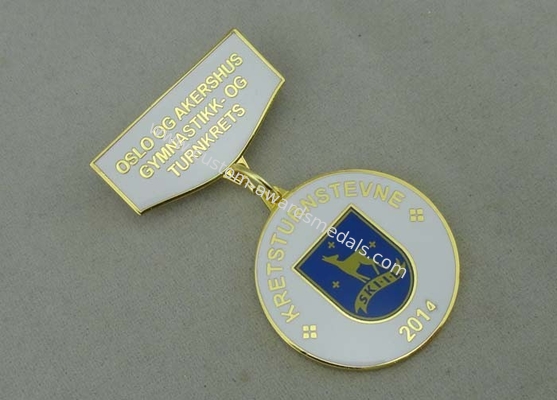 Die Stamped Brass Custom Awards Medals With Synthetic Enamel / Gold Plating