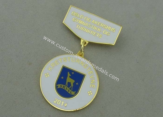 Die Stamped Brass Custom Awards Medals With Synthetic Enamel / Gold Plating