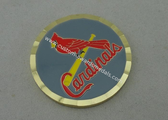 Brass Stamped Soft Enamel Personalized Coins, 2.0 Inch With Diamond Cut Edge