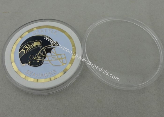 Seattle Seahawks Personalized Coins by Brass Stamped with Rope Edge and Box 1.75 Inch