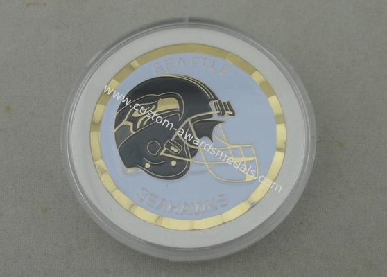 Seattle Seahawks Personalized Coins by Brass Stamped with Rope Edge and Box 1.75 Inch