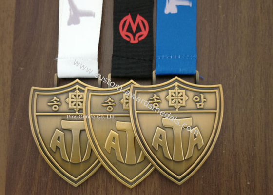 Zinc Alloy Brass Sports Ribbon Medals For Souvenirs / Honor / Prize