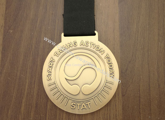 Zinc Alloy Brass Sports Ribbon Medals For Souvenirs / Honor / Prize