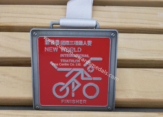 Custom Triathlon Die Casting US Army Medals , Soft Enamel Medal Lanyards