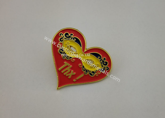 Personalised Die Casting Soft Enamel Pin , Gold Epoxy Pin Badge Heart Shaped