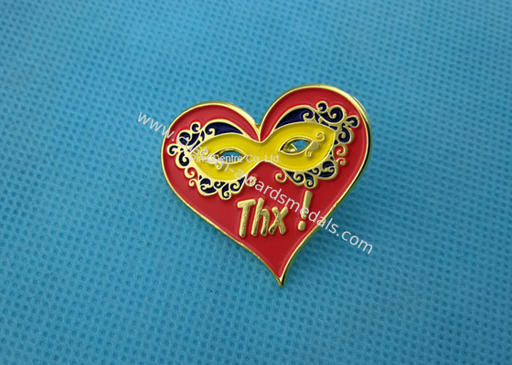 Personalised Die Casting Soft Enamel Pin , Gold Epoxy Pin Badge Heart Shaped