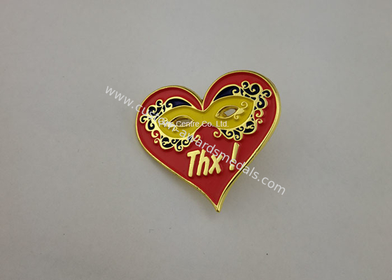 Personalised Die Casting Soft Enamel Pin , Gold Epoxy Pin Badge Heart Shaped