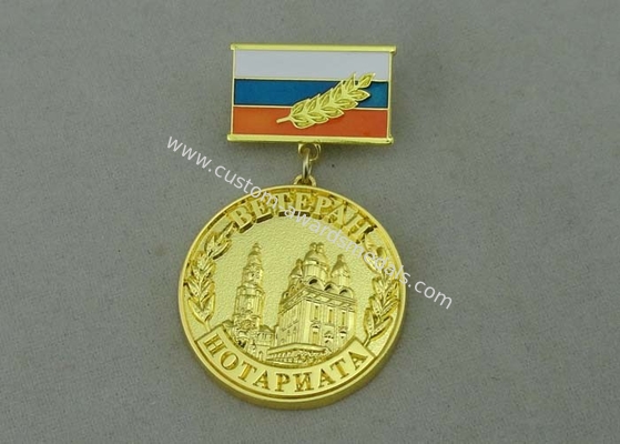 32 mm awards ribbons medals With Synthetic Enamel And Gold Plating