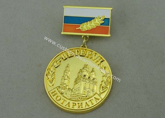 32 mm awards ribbons medals With Synthetic Enamel And Gold Plating