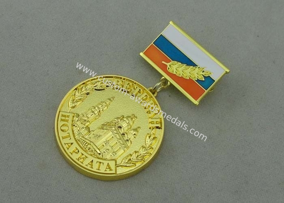 32 mm awards ribbons medals With Synthetic Enamel And Gold Plating