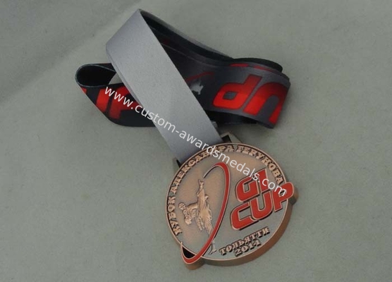 Karate Ribbon Medals , Zinc Alloy Die Casting With Enamel And Antique Copper Plating