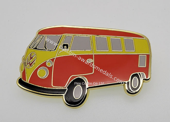 School Bus Brass Die Stamped 1/2&quot; Hard Enamel Pin