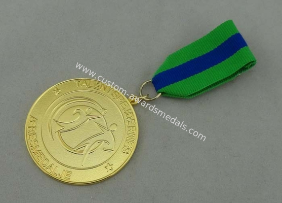 Talentspejdernes Custom Awards Medals by Zinc Alloy Die Casting , Box Packing And Gold Plating