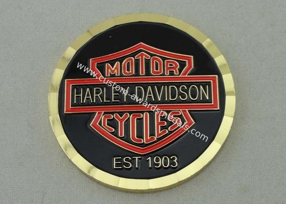 Brass Diamont Cut Personalized Coins Silkscreen / offset printing For Harley-Davidson