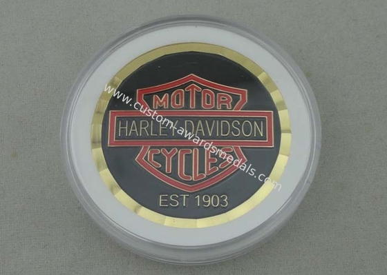 Brass Diamont Cut Personalized Coins Silkscreen / offset printing For Harley-Davidson