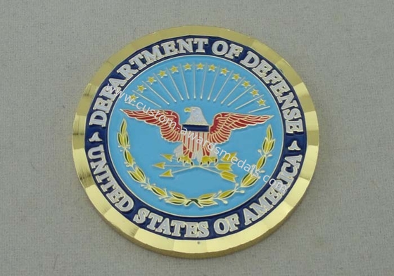 Department Of Defense Personalized Coins With Box Packing And Diamond Cut Edge