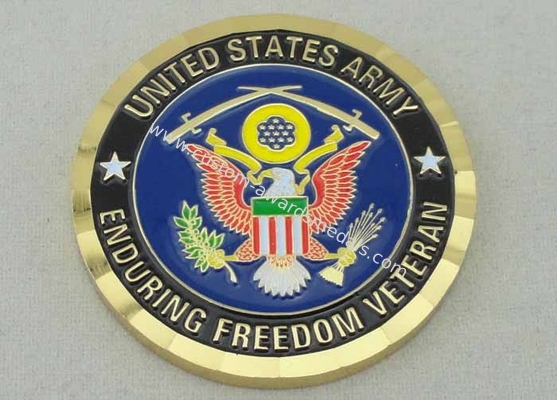 Personalized Coins By Brass Die Struck For Enduring Freedom Veteran And Diamond Cut Edge