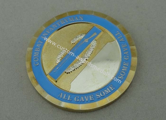 Brass Two Tones Plating custom military coins soft enamel For Combat Infantryman