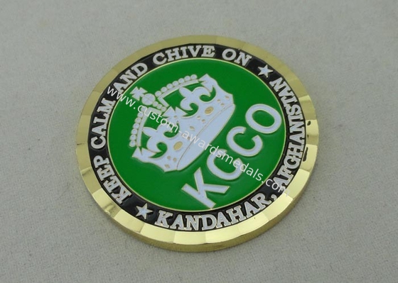 2.0 Inch KCCO custom military coins By Brass Die Struck And Gold Plating