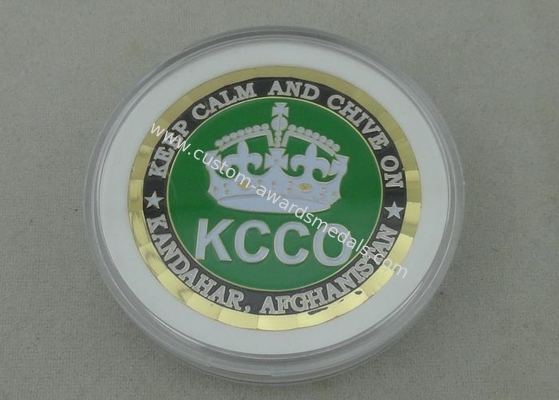 2.0 Inch KCCO custom military coins By Brass Die Struck And Gold Plating