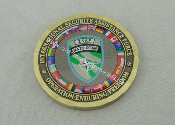 2.0 Inch ISAF NATO OTAN Personalized Coins By Die Casting And Gold Plating