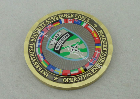 2.0 Inch ISAF NATO OTAN Personalized Coins By Die Casting And Gold Plating