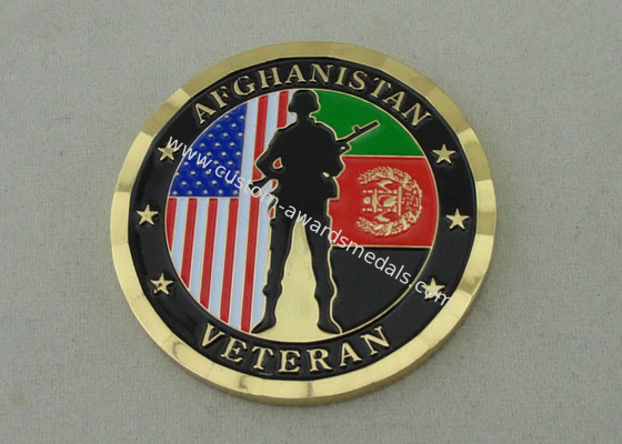 Brass Stamped Afghanistan Veteran Personalized Coins With Box Packing And Gold Plating