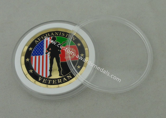 Brass Stamped Afghanistan Veteran Personalized Coins With Box Packing And Gold Plating