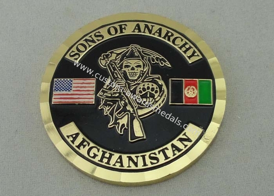 USA Army Personalized Coins , Brass Die Stamped For Sons Of Anarchy With Box Packing And Gold Plating