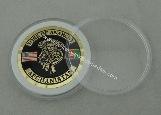 USA Army Personalized Coins , Brass Die Stamped For Sons Of Anarchy With Box Packing And Gold Plating