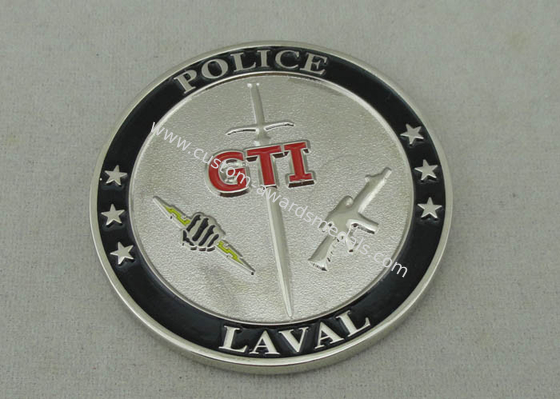 Laval Police Zinc Alloy Die Casting Personalized Coin With 1.75 Inch And Nickel Plating