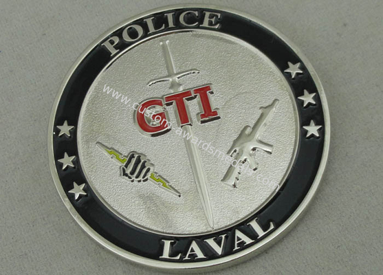 Laval Police Zinc Alloy Die Casting Personalized Coin With 1.75 Inch And Nickel Plating