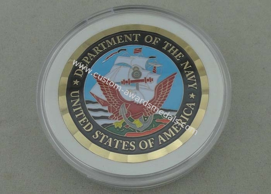 USA Department Of The Navy Personalized Coins , 2.0 Inch Copper Die Stamped With Diamond Cut Edge