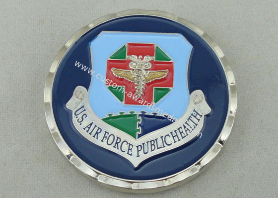 US Air Force Public Health Personalized Coins , Zinc Alloy Die Casting in Size 1 3/4 Inch And Nickel Plating