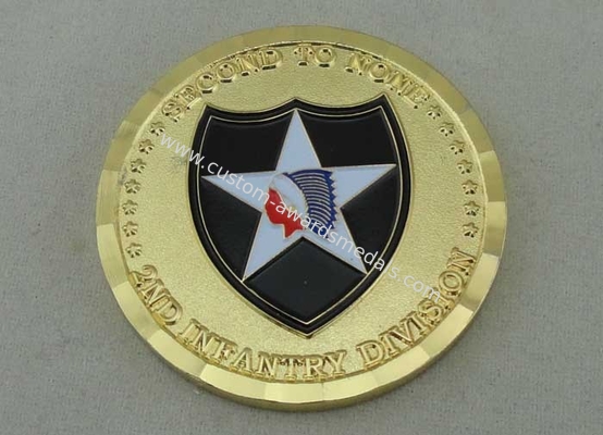 2ND Infantry Division Personalized Coins , Brass Die Stamped , Soft Enamel And Gold Plating