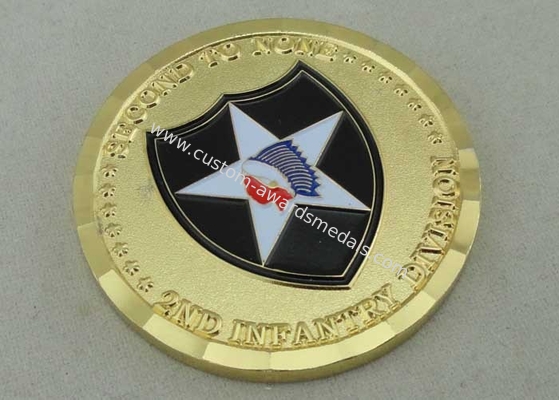 2ND Infantry Division Personalized Coins , Brass Die Stamped , Soft Enamel And Gold Plating