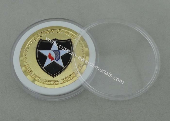 2ND Infantry Division Personalized Coins , Brass Die Stamped , Soft Enamel And Gold Plating