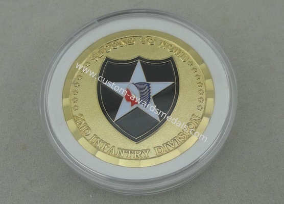 2ND Infantry Division Personalized Coins , Brass Die Stamped , Soft Enamel And Gold Plating