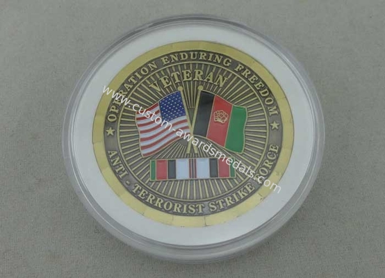 Anti-Terrorist Strike Force Personalized Coin, Soft Enamel, Antique Brass, Copper Stamped