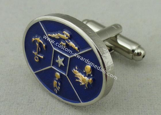 3D Double Plating Custom Tie Bars Cufflink 20 mm With Soft Enamel